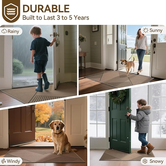 Front Door Mat 17''x30'', Non Slip Absorbent Dirt Resist Washable Low-Profile - Image 9