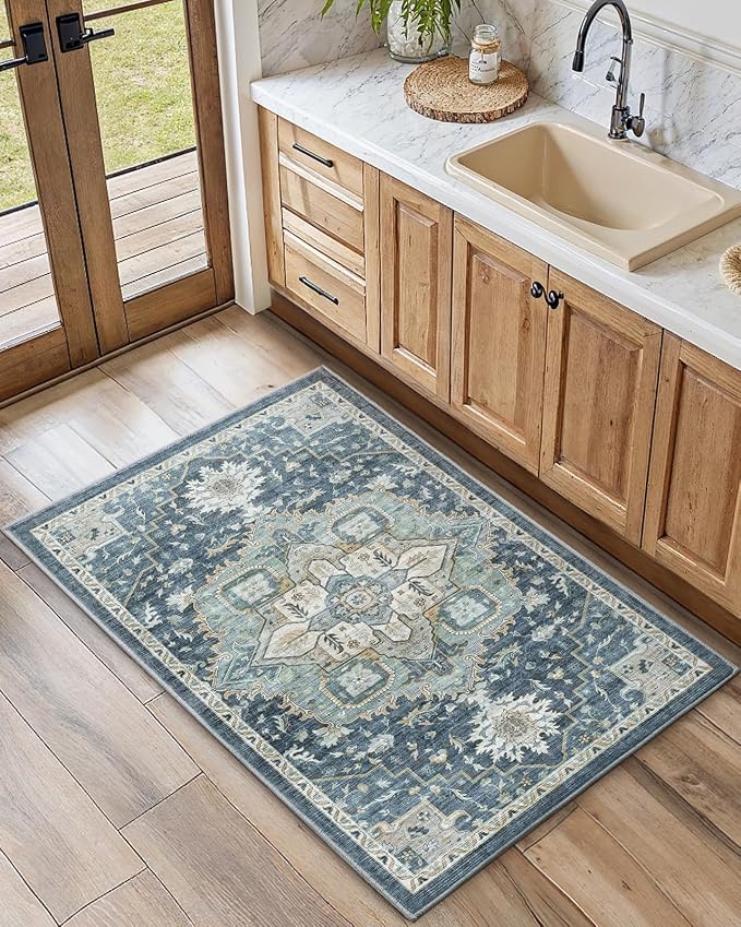 AMADA HOMEFURNISHING 2x3 Washable Area Rug, Low-Profile Entryway Rug - Image 3