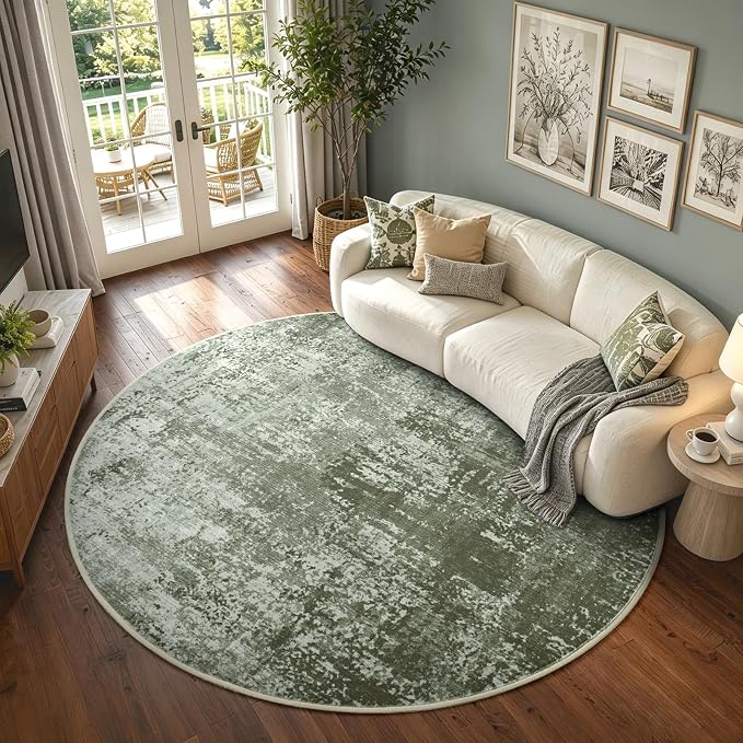 4Ft Round Area Rugs for Living Room, Soft Non-Slip Washable Rugs Modern - Image 2
