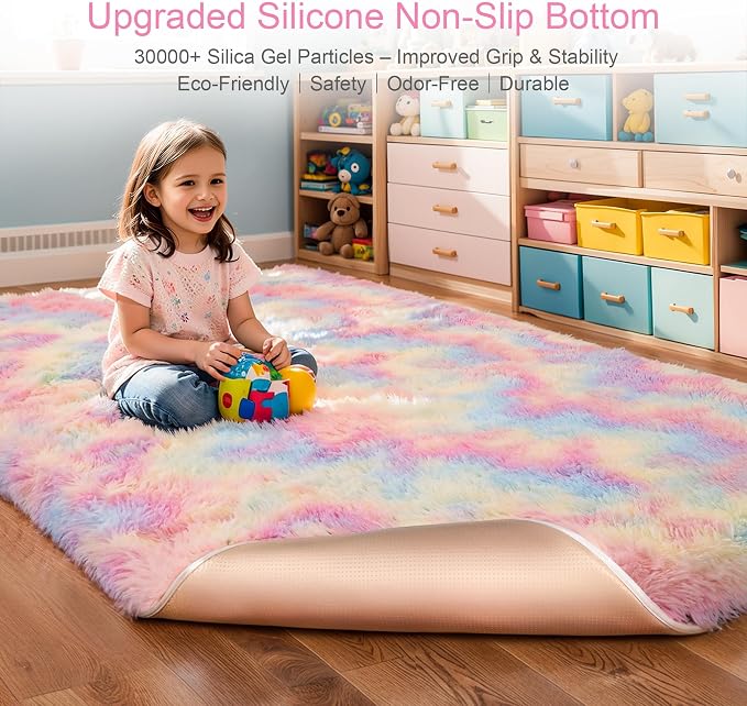 KICHOWUA Thick Area Rug 5x8 Unicorn Fluffy Shag - Image 4
