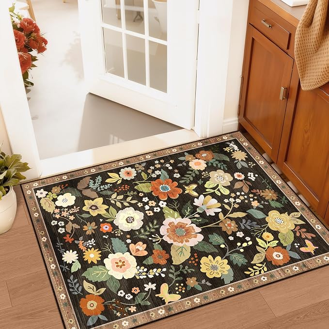 RELEANY Floral 2x3 Area Rugs Washable Print Boho Cute Carpet Non Slip Flower - Image 9
