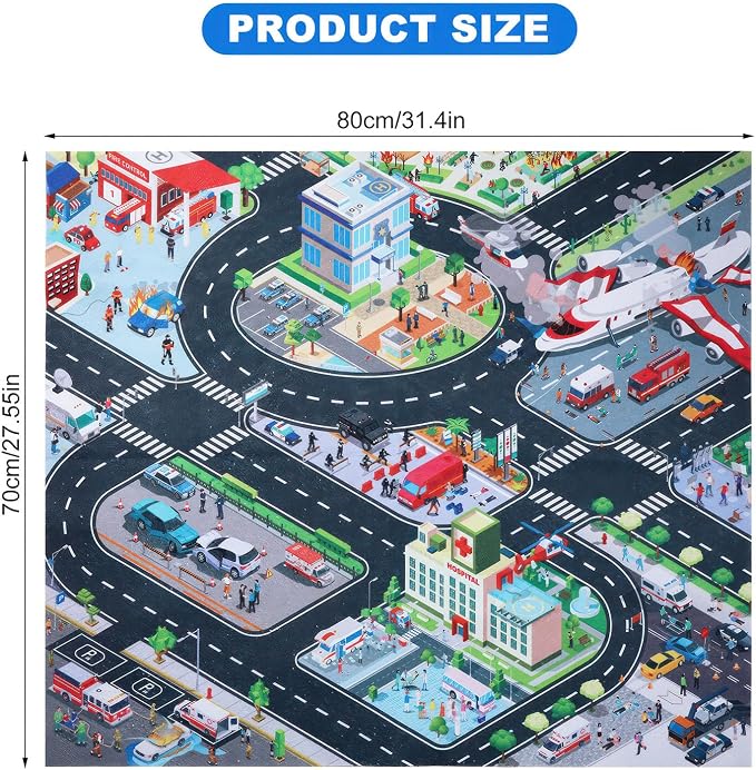 Houkiper Kids Carpet Playmat Rug, Felt Cloth Fire-Themed Game Playmat, Foldable - Image 3