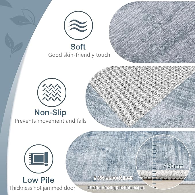 Area Rugs 6x9 Living Room: Washable Rug Modern Abstract Large Rugs Soft Non - Image 6
