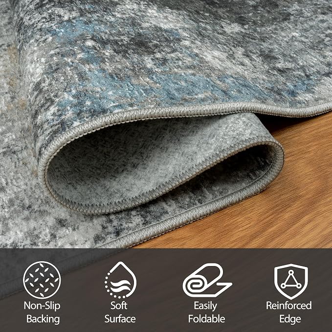 10x14 Area Rugs for Living Room Rug Washable: Abstract Large Rug Indoor Modern - Image 3