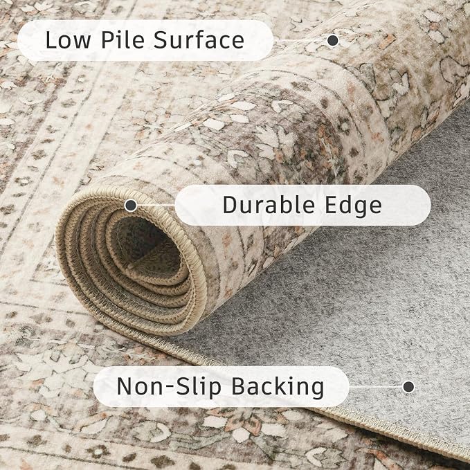 DCX Beige and Taupe 5x7 Rug, Kid & Pet Friendly - Image 6