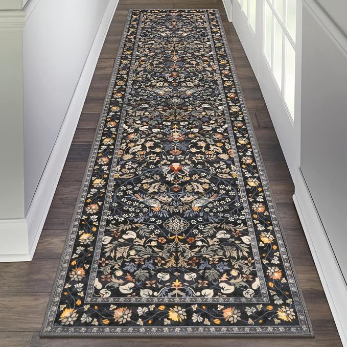 HEBE Washable Hallway Runner Rug 2'x 8' Non Slip Kitchen Rugs Runner, Low Pile by HEBE