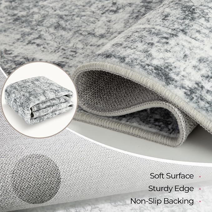 CAPALOCA Machine Washable Rugs Nursery Rug 4x6 Cute Girl Non Slip Low Pile - Image 4