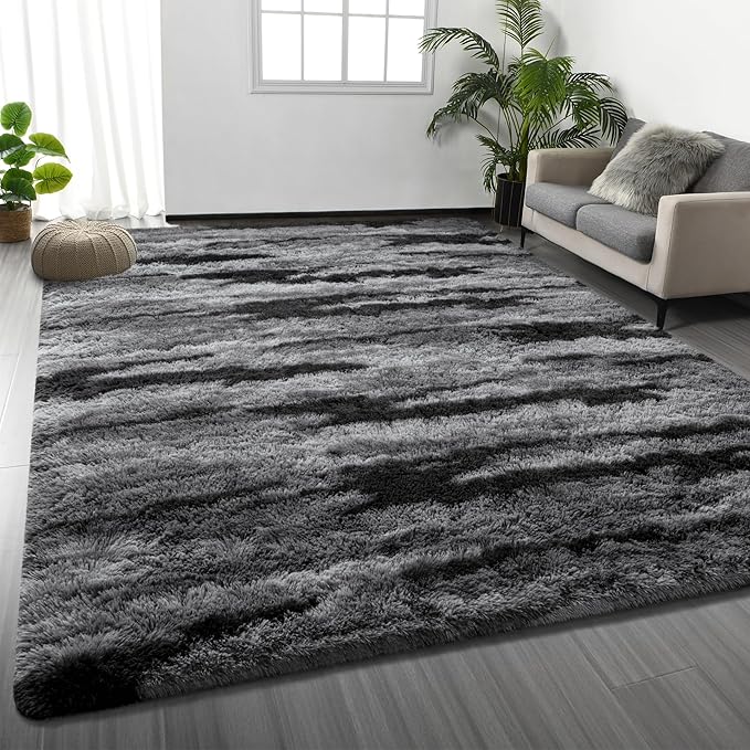 Deerhoo Shag Area Rug, 4 X 6 Tie-Dyed Plush Fuzzy Rugs by Deerhoo