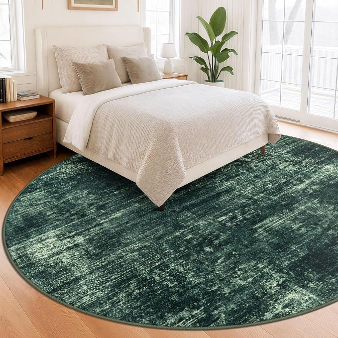 IOHOUZE Abstract Round Area Rug 8 Ft Washable Circle Rugs Large Round Rug Non - Image 9