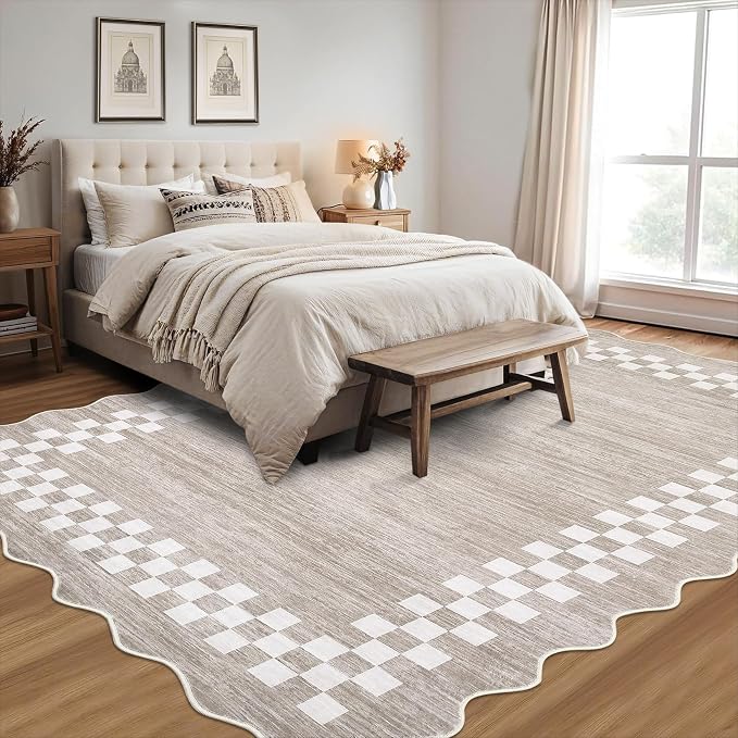 Small Bedroom Area Rug 3x5 Checkered Area Rug - Image 2