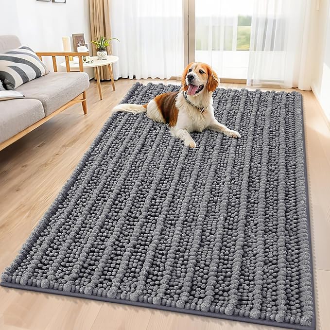 Smiry Dog Door Mat for Muddy Paws 59x35, Absorbent Dirt Trapper, Non-Slip by Smiry
