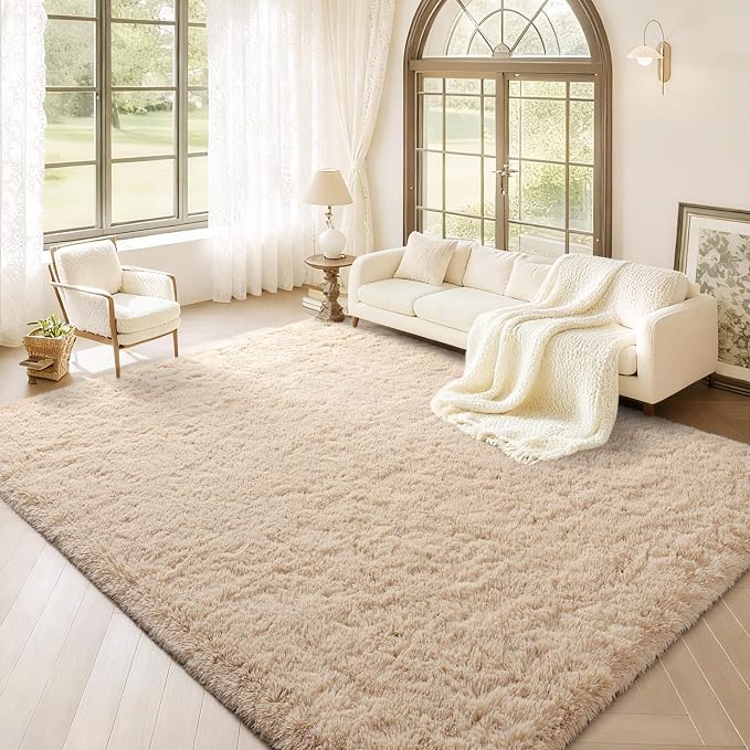 BENRON Fluffy Rugs for Living Room 5x8 Light Tan, Washable Large Area Rugs for - Image 3