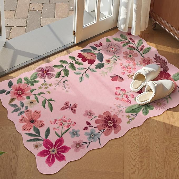 Lahome Floral Washable Entryway Rug, 2X3 Soft Kitchen Rugs Non-Slip, Ultra-Thin by Lahome
