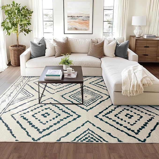 BESTSWEETIE Area Rug 9x12 Rug Machine Washable Non-Slip Low Pile Print Pattern - Image 5