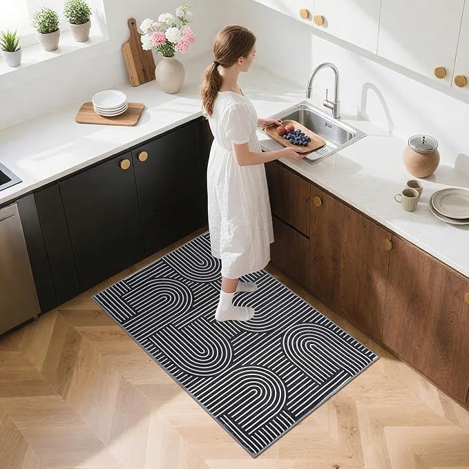 Washable Rug 2x3 Area Rugs for Entryway, Abstract Rug for Bedroom, Soft Rainbow by ROYHOME