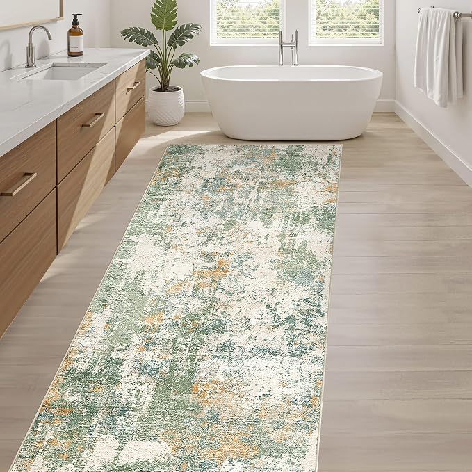 Runner Rug Kitchen Washable Rugs: 3x8 Non-Slip Abstract Soft Modern Stain - Image 5