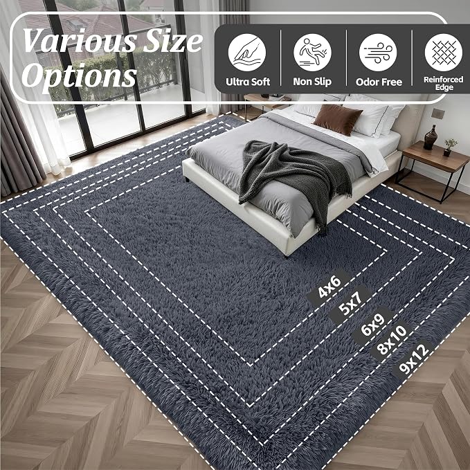Fluffy 5x7 Area Rugs for Living Room Bedroom: Ultra Soft Shag Rug Non-Slip - Image 9