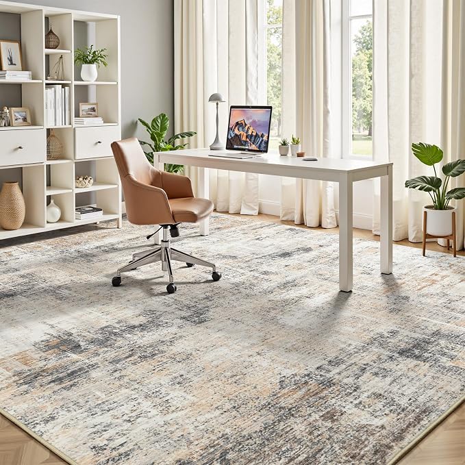 Lofus 9x12 Area Rug for Living Room, Neutral Modern Washable Carpet for Bedroom - Image 4