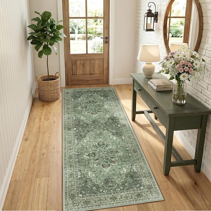 RELEANY Area Rugs Runner 3'x6' Washable Non-Slip, Floral Vintage Distress - Image 3