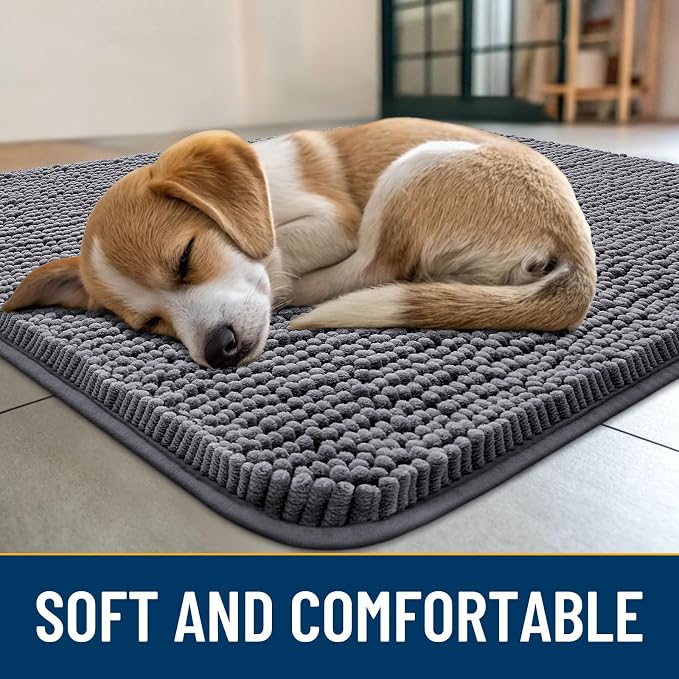 Smiry Dog Door Mat for Muddy Paws 47x24, Absorbent Dirt Trapper, Non-Slip - Image 2