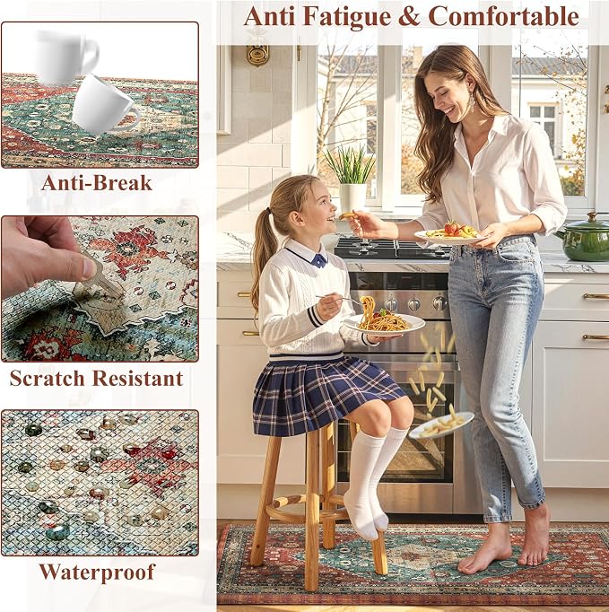 Collive Boho Kitchen Mats Cushioned Anti Fatigue Mats, Non-Slip Kitchen Floor - Image 6