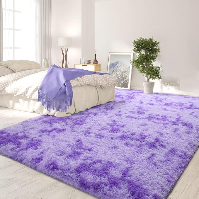FlyDOIT Purple Tie-Dyed 6x9 Feet Large Rugs - Image 3