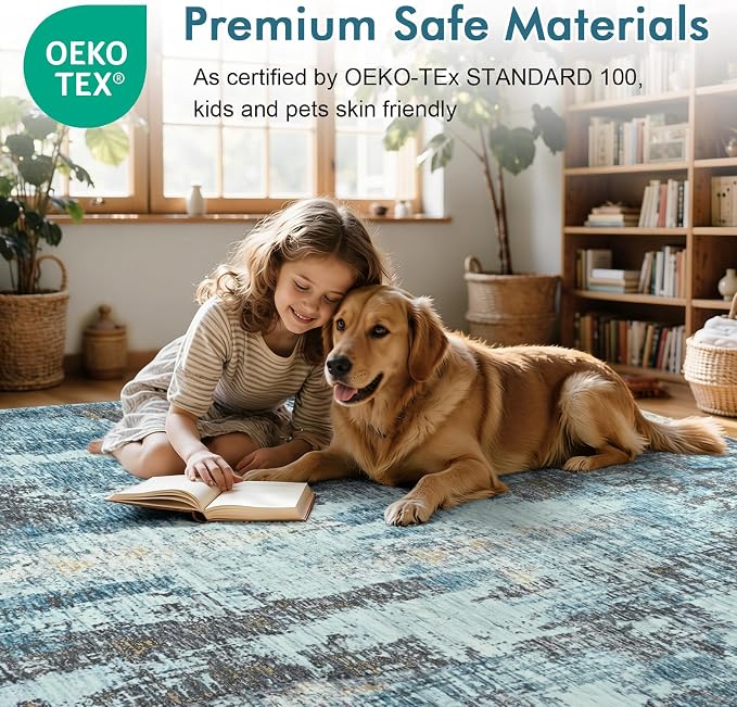 6x9 Ft Area Rugs for Living Room, Soft Non-Slip Washable Rugs Modern Abstract - Image 4