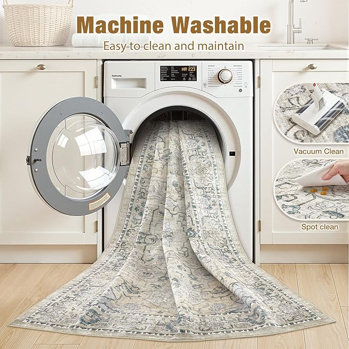 cotiled 5x7 Area Rug Machine Washable Vintage Carpet - Image 3