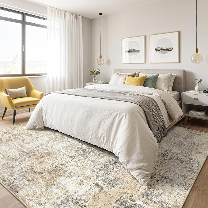 LOONGRUG 5x8 Area Rug Living Room: Machine Washable Large Abstract Soft Thin - Image 4