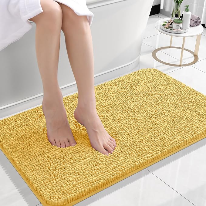 OLANLY Small Bathroom Rugs 24x16, Extra Soft Absorbent Chenille Bath Rugs by OLANLY