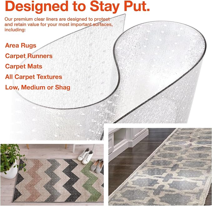 Clear Carpet Runner Protector, 30 x 72 Inch, 2mm Thick Cleated Vinyl - Image 6