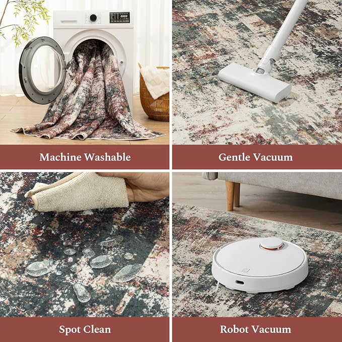 Rugflix 9x12 Area Rugs for Living Room, Washable Large Rug Stain-Resistant Low - Image 4