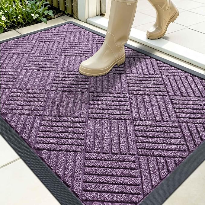 OLANLY Front Door Mat Outside Entrance 35x23, Heavy Duty Sturdy Natural Rubber by OLANLY