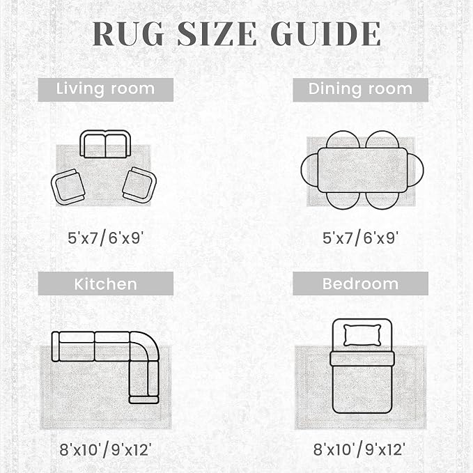 8x10 Area Rugs for Living Room: Washable Large Vintage Floral Rug Low Pile - Image 6