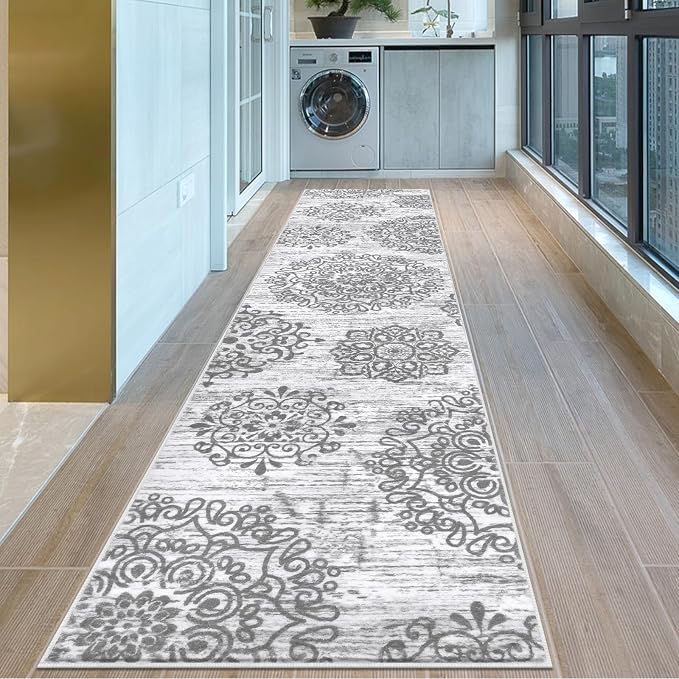 HEBE Hallway Runner Rug 2'8''x12' Washable Vintage Distressed Area Rugs Non - Image 8