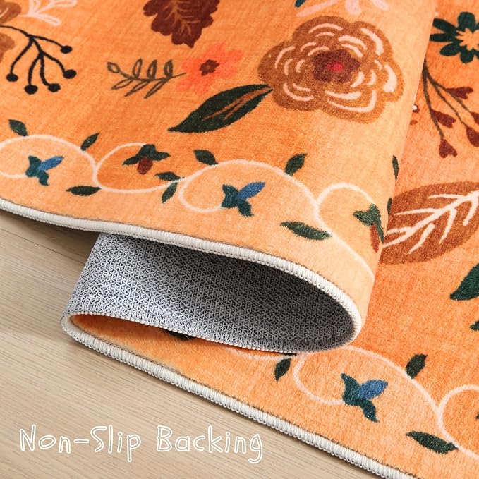 Rugcomf Living Room Rug 5x7 Rug Machine Washable Boho Area Rug Non Slip Floral - Image 3