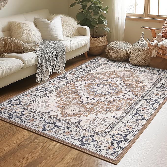 Lessymo 4 x 6 Area Rugs for Living Room- Machine Washable Area Rugs Boho Faux by Lessymo