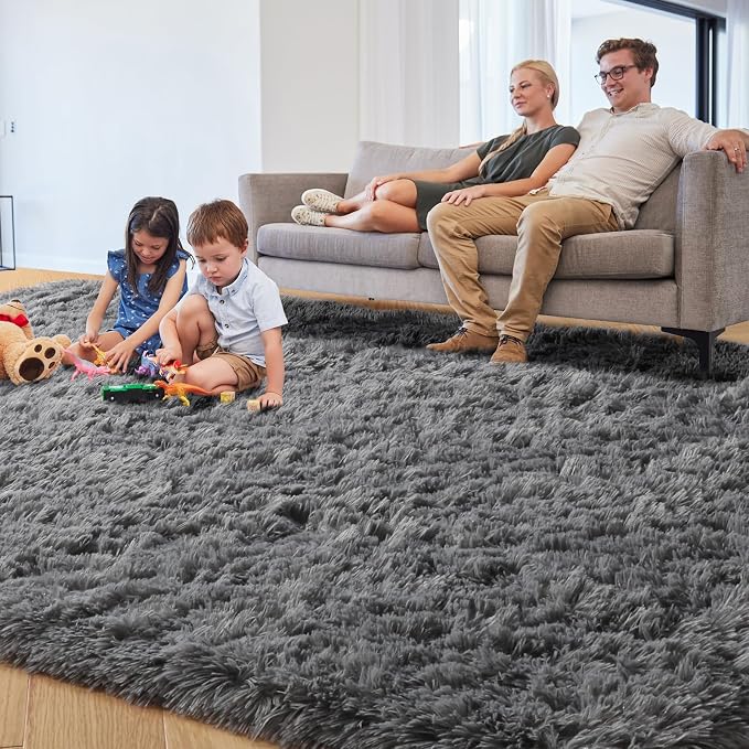 PAGISOFE 8x10 Living Room Rug Grey, Soft Large Rugs - Image 2
