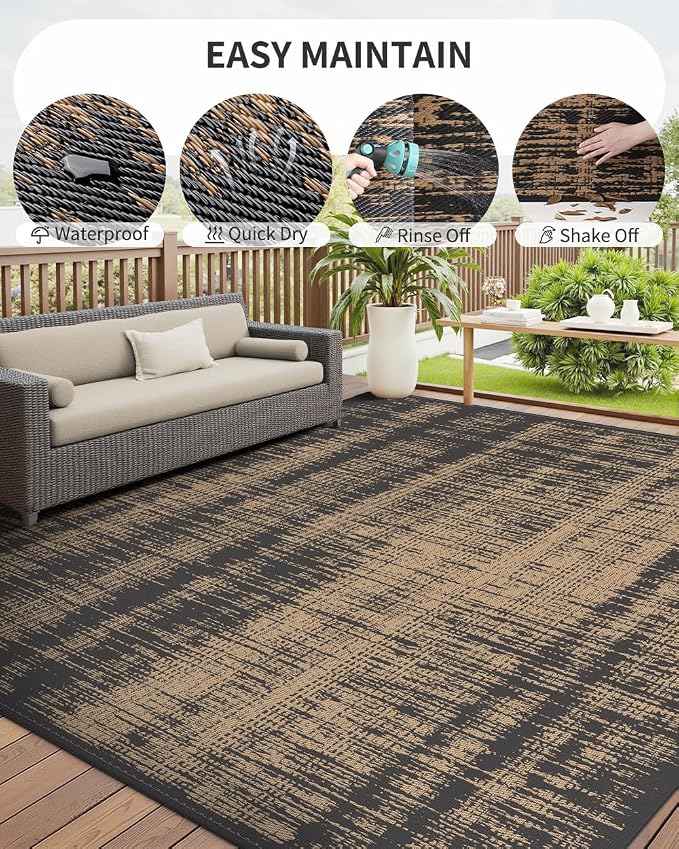 MontVoo Outdoor Rug Waterproof 5x8 ft Outdoor Carpet Patio Rug Mat Reversible - Image 6