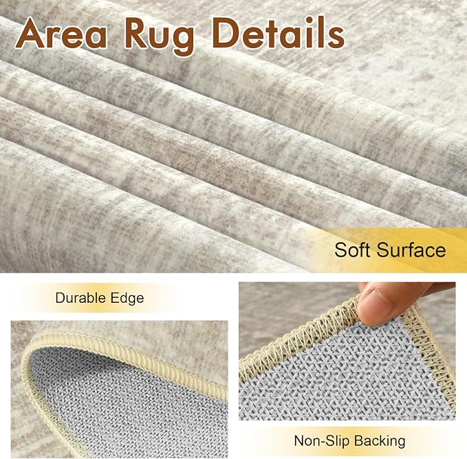 2x6 Ft Washable Runner Rug, Non-Slip Low Pile Hallway Kitchen Area Rug - Image 5