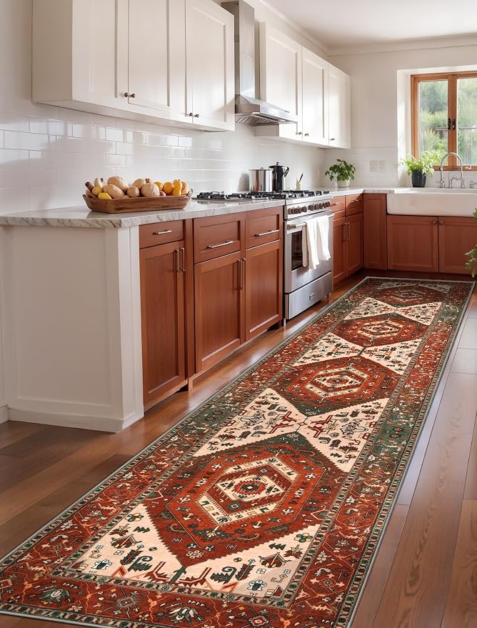 SERISSA Runner Rug for Hallways, Extra Long Boho Rug Ultra Soft Vintage - Image 3