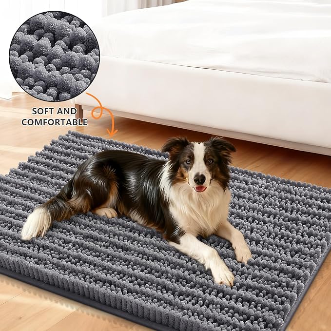 Smiry Dog Door Mat for Muddy Paws 47x20, Absorbent Dirt Trapper, Non-Slip - Image 2