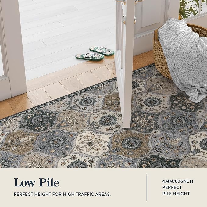 Lahome Moroccan Trellis Area Rug, 2x3 Entryway Rug Non-Slip Washable Indoor - Image 2