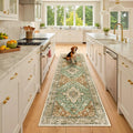 RELEANY Area Rugs Runner 2'6"x8' Washable Non-Slip, Floral Vintage Distress by RELEANY