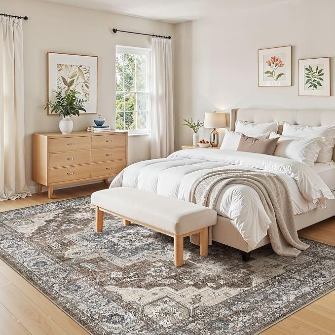 10x14 Area Rugs Living Room: Washable Vintage Rug Large Non-Slip Stain - Image 4