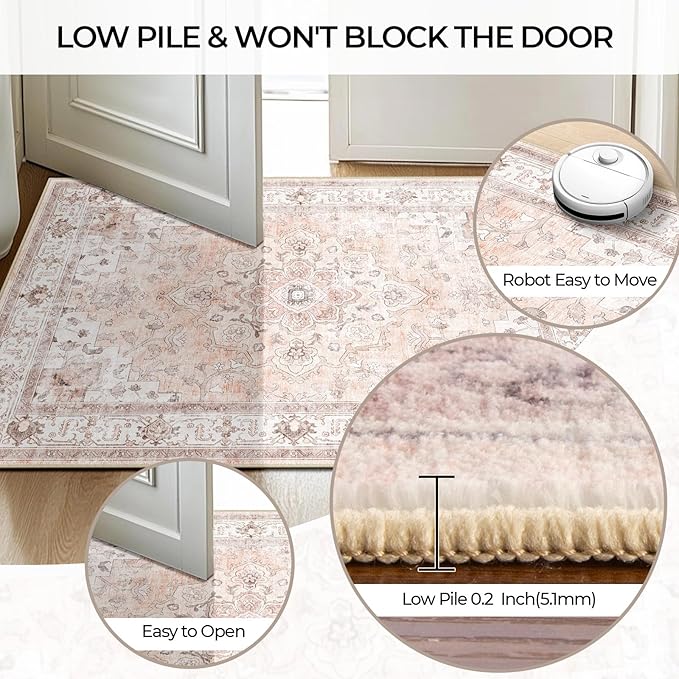 CAPALOCA Machine Washable Rugs Nursery Rug 4ft Cute Girl Non Slip Low Pile - Image 6