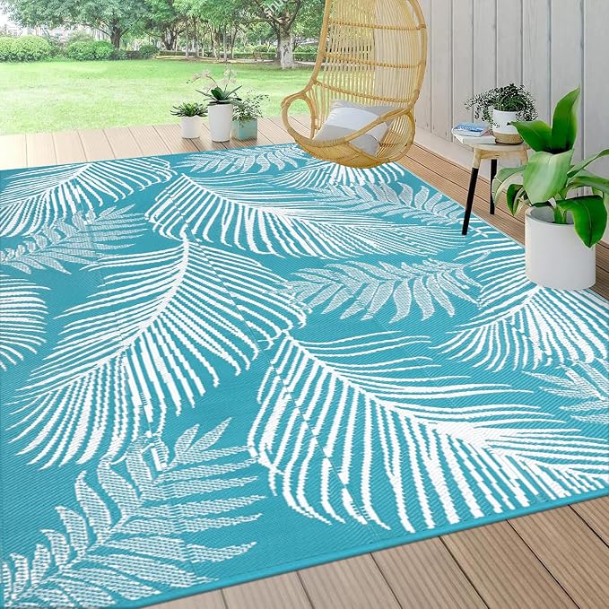 Pauwer Waterproof Outdoor Rug 8x10, Reversible Plastic Straw Patio Camping Rug by Pauwer