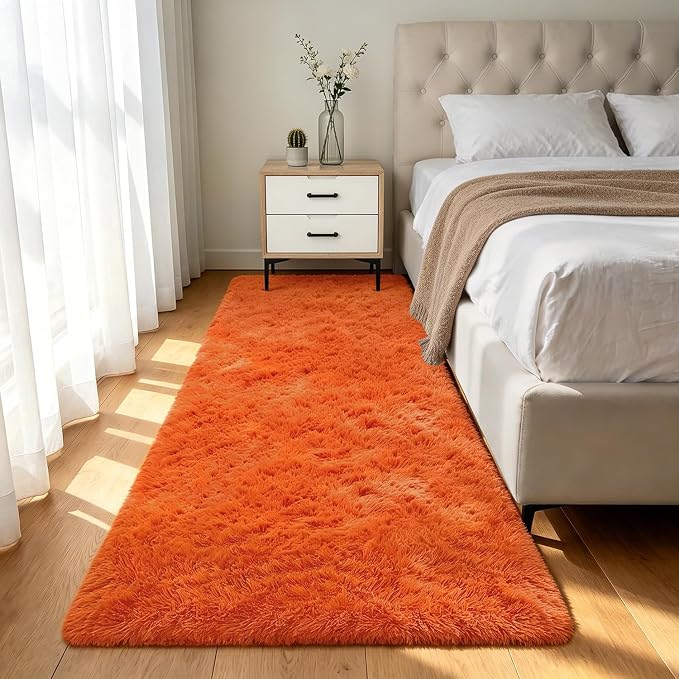 Shag Runner Rug for Bedroom Living Room 2x6 Upgrade Non-Slip Fluffy Soft by Boshengya