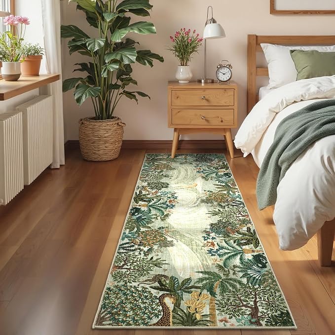 GarveeHome 2.5x8 Jungle Hallway Runner Rug, Soft Green Animal Long Kitchen - Image 7