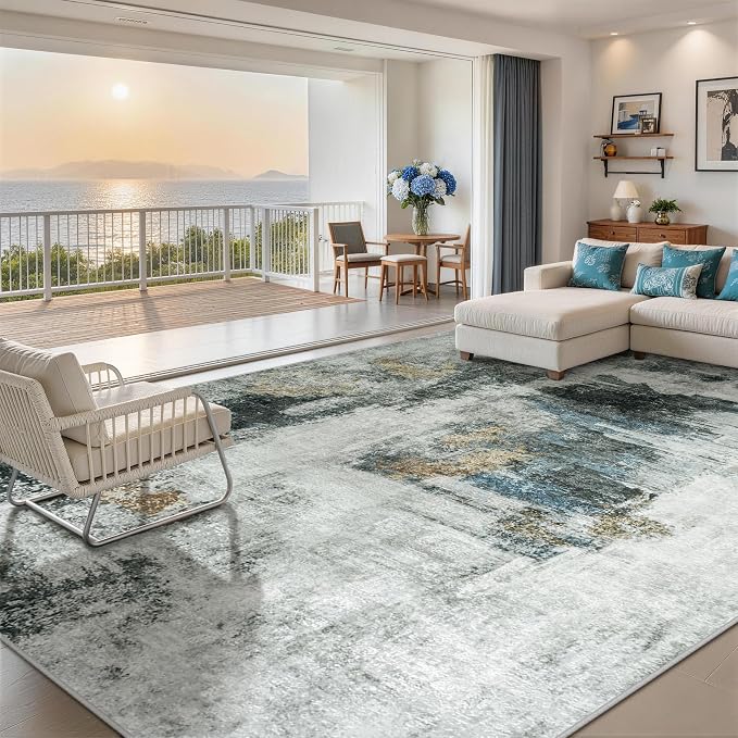 10x14 Area Rugs for Living Room Rug Washable: Abstract Large Rug Indoor Modern - Image 8